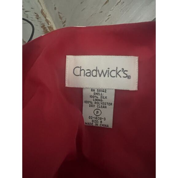 Chadwick’s Vintage Hawaiian Print Wrap Dress Size 8 Petite Red Ivory 100% Silk - Picture 10 of 11